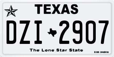 TX license plate DZI2907