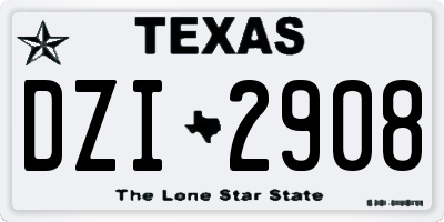 TX license plate DZI2908