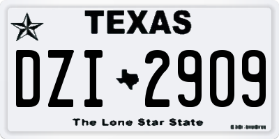 TX license plate DZI2909