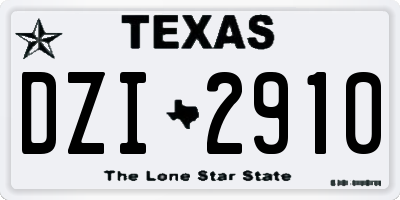 TX license plate DZI2910