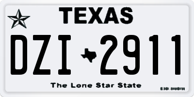 TX license plate DZI2911