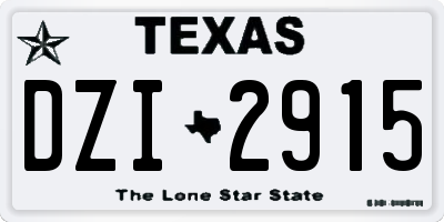 TX license plate DZI2915