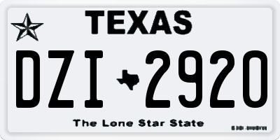 TX license plate DZI2920