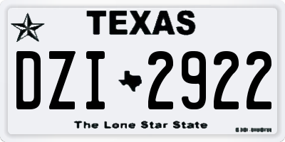 TX license plate DZI2922