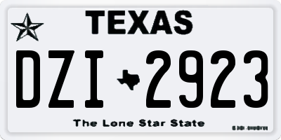 TX license plate DZI2923