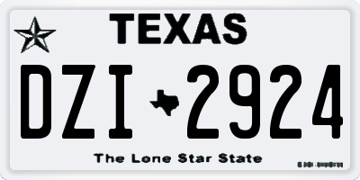 TX license plate DZI2924