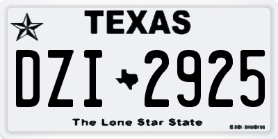 TX license plate DZI2925
