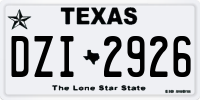 TX license plate DZI2926