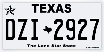 TX license plate DZI2927