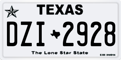 TX license plate DZI2928