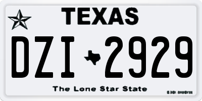 TX license plate DZI2929