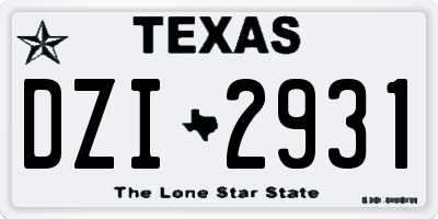 TX license plate DZI2931