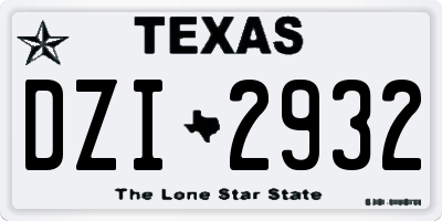 TX license plate DZI2932