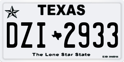 TX license plate DZI2933