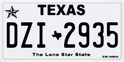 TX license plate DZI2935