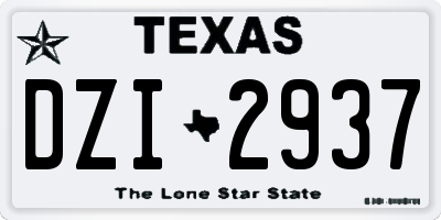 TX license plate DZI2937