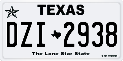 TX license plate DZI2938