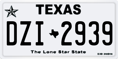TX license plate DZI2939