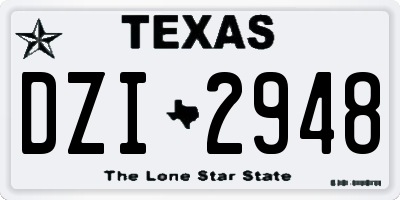 TX license plate DZI2948