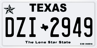 TX license plate DZI2949