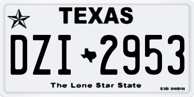 TX license plate DZI2953