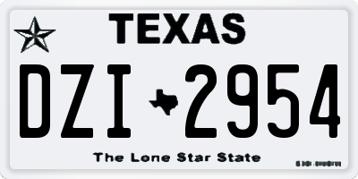 TX license plate DZI2954