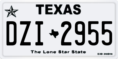 TX license plate DZI2955