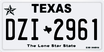 TX license plate DZI2961