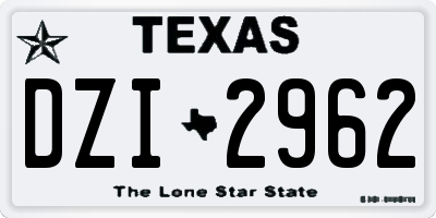 TX license plate DZI2962