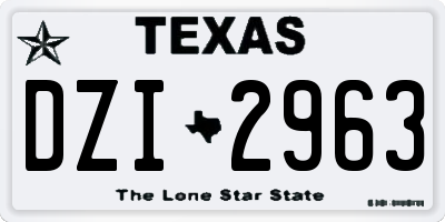 TX license plate DZI2963