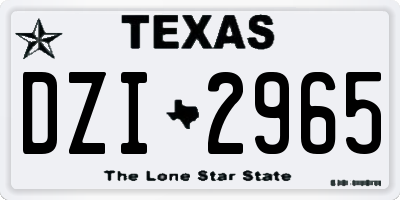 TX license plate DZI2965