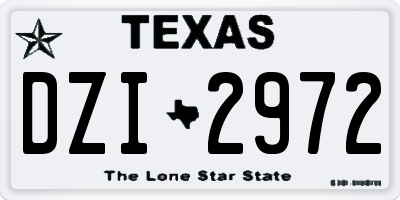 TX license plate DZI2972
