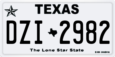 TX license plate DZI2982
