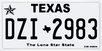 TX license plate DZI2983