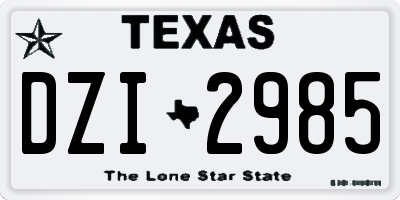 TX license plate DZI2985