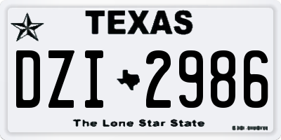 TX license plate DZI2986