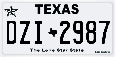 TX license plate DZI2987