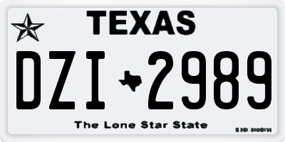 TX license plate DZI2989