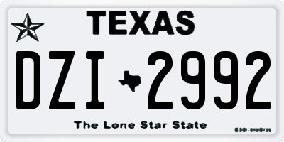 TX license plate DZI2992