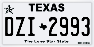 TX license plate DZI2993