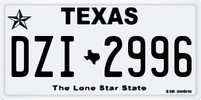 TX license plate DZI2996
