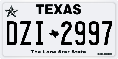 TX license plate DZI2997