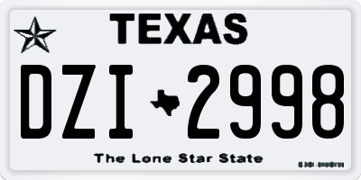 TX license plate DZI2998