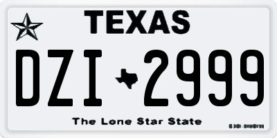 TX license plate DZI2999