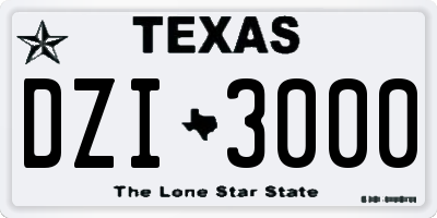 TX license plate DZI3000