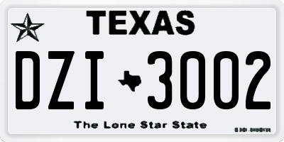 TX license plate DZI3002