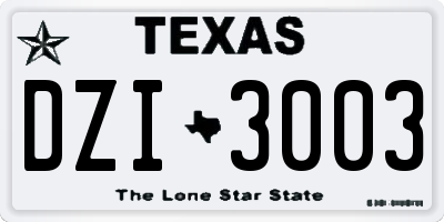 TX license plate DZI3003
