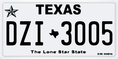TX license plate DZI3005