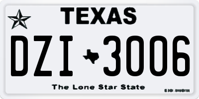 TX license plate DZI3006
