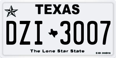 TX license plate DZI3007